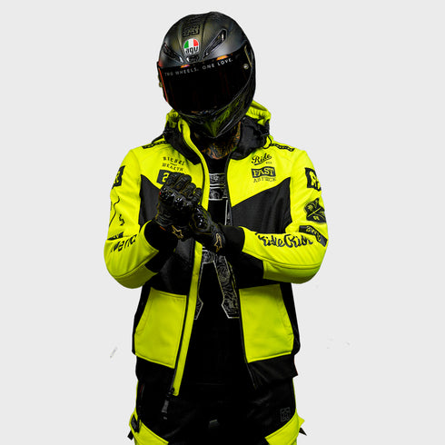 Ride Rich Regency V2 Flow Mesh Armoured GP Softshell Motorcycle Jacket - Yellow